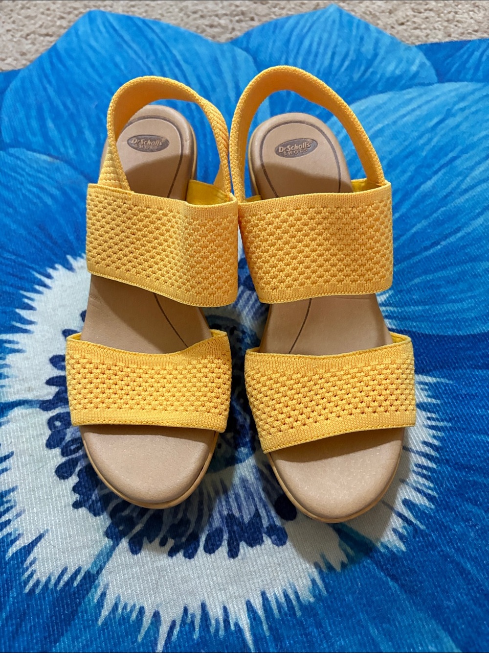 Dr. Scholl's Yellow Knit Double-Strap Slide Sandals never worn
